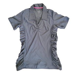 Athleta Birdie Grey Golf Ruched Polo Shirt Sz. M